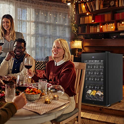 Wine Cooler Refrigerator - Freestanding Compressor Wine Chiller with Digital Temperature Control, Glass Door, Adjustable Shelves, Quiet Operation, and Versatile Beverage Storage