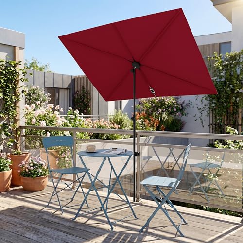 Grand patio Balcony Umbrella, 6x4 FT Rectangular Outdoor Umbrella，Patio Umbrella with 360 Degree Roating Knob