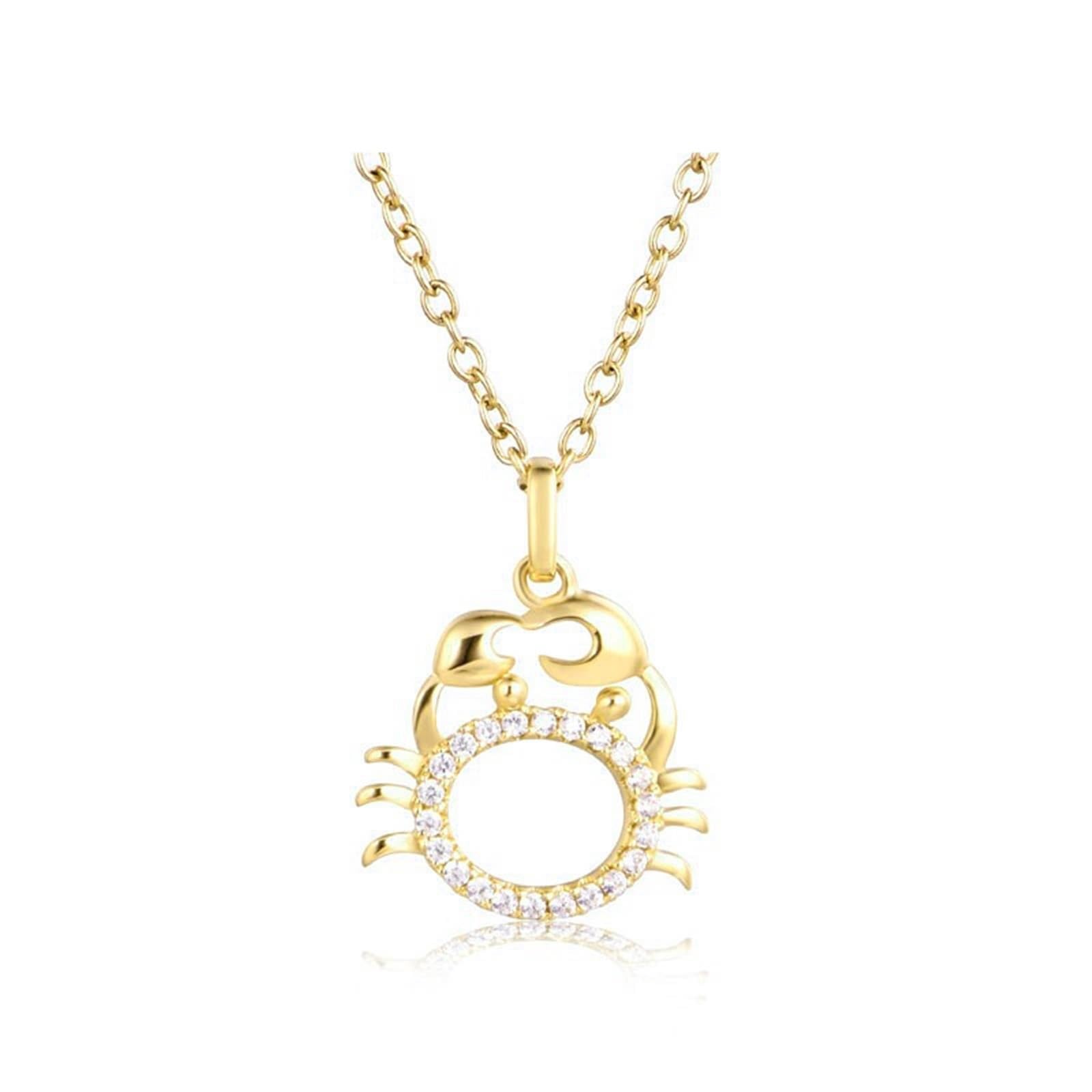 9K/18K Gold Halskette für Damen, Moissanit/Diamant Krabbe Edelstein Anhänger Schmuck Kettenlänge 18 Zoll