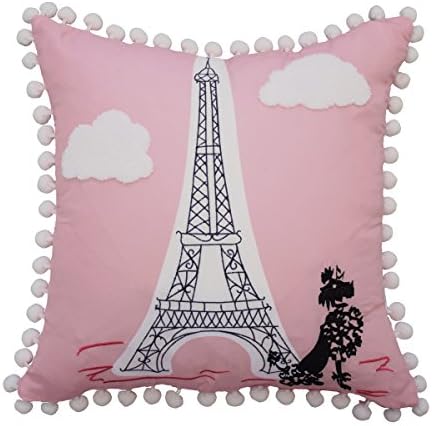 Waverly Throw Pillow - Ooh La Embroidered Decorative Pillow for Sofa Couch Bedroom Living Room, 15" x 15", Multicolor (17004015X015PNK)