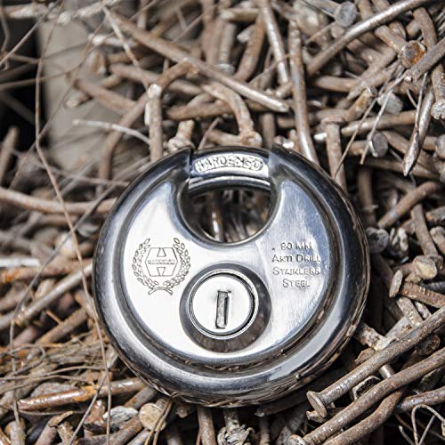 Image of Harrison Padlocks /Round Padlock 70mm 12 Pin with 3 Computerised Keys 0495-SUPER-STAR Pack of 1 / Mild Steel Material /Stainless Steel Finish /for Door, Shutter, Godown, gate