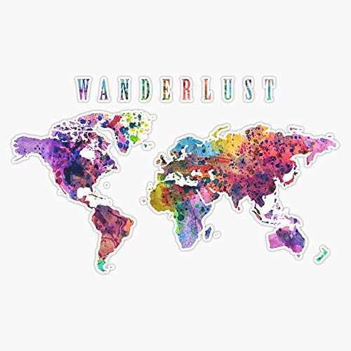 Magnet Wanderlust World Map Watercolor Magnetic Reusable Vinyl Sticker 5"