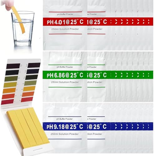 pH Kalibrierlösung Set 45 Beutel pH 4.00/6.86/9.18 Dreipunkt-Kalibrierpulver für pH Meter Kompatibel mit allen Messgeräten für Labor Aquarium Pool & Wasseranalyse