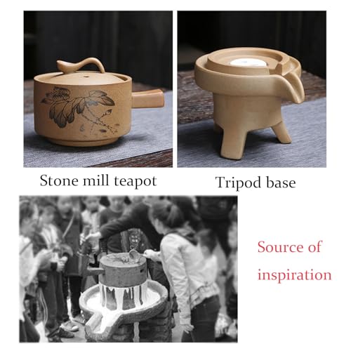 Image of Chinese Gongfu Tea Gift Set, Service Automatic Stone-Mill Design Handmade Ceramics Tea Pot 6 Cups Japanese Kung Fu Tea for Adults Men Women Tea Ceremony Party Home Office Decor (lotus)