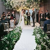 Hochzeit Gang Läufer Weiß 2FTx15FT Pailletten Great Gatsby Party Dekorationen Flur Teppich Outdoor Strand Dekor Glitter (2FTx15FT, Weiß)