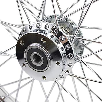 Chrome Front 40 Spoke Wheel 21 x 2.15 (fits Harley FXD 2000-03,Sportster 2000-07) Billet Hub