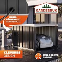 GARDEBRUK® Mähroboter Garage Pultdach Metall 89x90x54cm Wetterbeständig Dach klappbar 4X Erdanker Carport Rasen Anthrazit – Ansicht 4