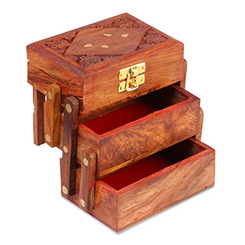 DigiRake Wooden Jewellery Box Flip Flop 5 * 3 Inch for Women’s, Coin Collection, Gem Collection Vanity Box (Brown)