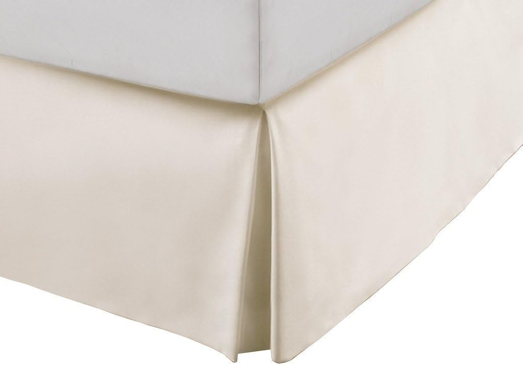 Real 350 Thread Count Split Corner Bed Skirt/Dust Ruffle Queen Size Solid Beige 22" inches Drop Egyptian Cotton Quality Wrinkle & Fade Resistant