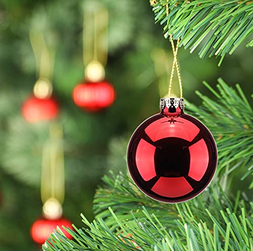 Suixing Christmas Glass Balls Multi Colors Included With Loop Set Festival Home Party Decors Xmas Tree Hanging Pendant 14Pc 2.2In Red #TOP6