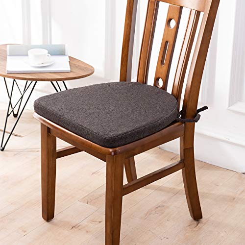 Shinnwa Chair Cushion with Ties for Dining Chairs [17 x 16.5 Inches] Non Slip Kitchen Dining Chair Pad and Seat Cushion with Machine Washable Cover - Dark Brown - Thumbnail 7