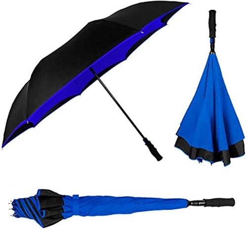 Miniatura 2 de StrombergBrand Inversa Paraguas (paraguas reversible), doble capa, grande, resistente al viento, impermeable y ligero, paraguas invertido para