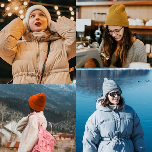 Image of PFFY Womens Satin Lined Beanie Hat Silk Lining Winter Hats Beanies for Women Soft Slouchy Beanie Skull Cap