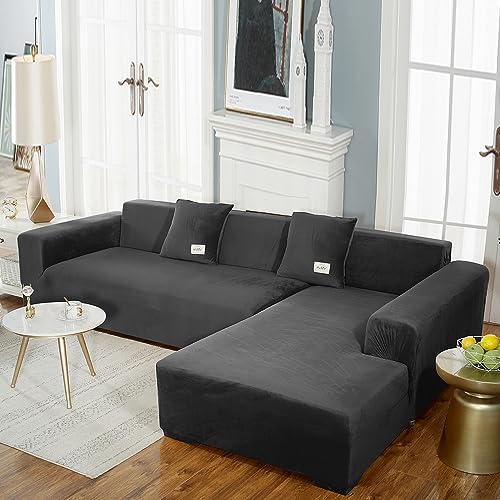 Housse de canapé extensible noire pour salon cocooning - 2