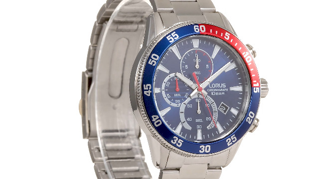 Lorus Orologio Uomo Analogico Al Quarzo RM325JX9 – Cassa Acciaio Inox 45mm, Cinturino In Metallo, Impermeabile 10 Bar (100m), Quadrante Blu