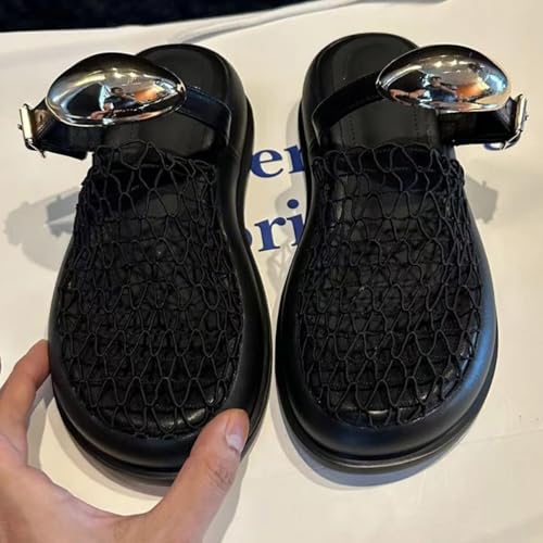 Jelly Mules for Women Woven Clear Mesh Jelly Wedge Sandals Slip On House Slippers Strap Water Flat Barefoot Dress Shoes Waterproof Lightweight Breathable No Slip Thick Chunky Soft Sole Summer Slides4