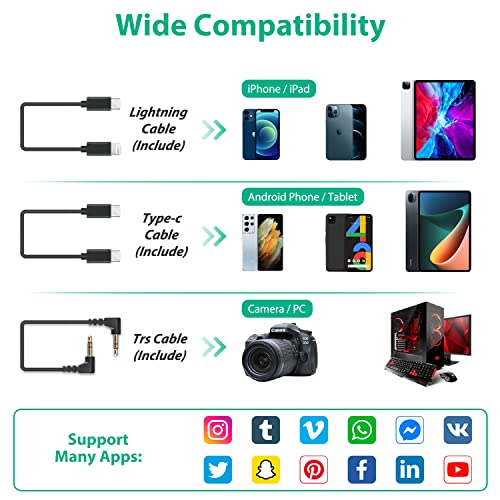 Fulaim F1000 Wireless Lavalier Microphone System With Portable Charging Case, 2.4G Lavalier Lapel Mic For Recording Youtube, Interview, Vlogging, Conference, Live Stream, 18-Hour Battery Life - 1Tx #TOP3