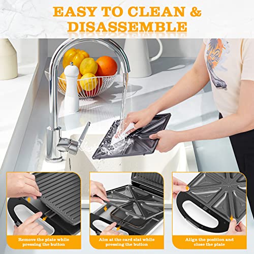 Taylor Swoden Sandwich Maker 3 In 1, 4 Slice Waffle Maker 1200W Panini Press Grill With Non-Stick Plates thumb #4