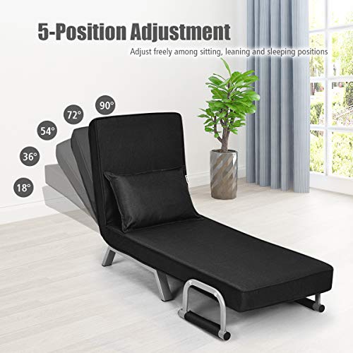 image for Giantex Convertible Sofa Bed Sleeper Chair, 5 Position Adjustable Back