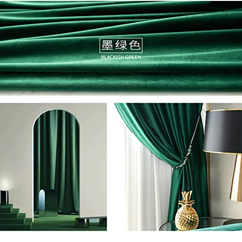 Image of Green Velvet Curtains 84 inches Long - Luxury Green Curtains, Light Blocking Rod Pocket Drapes for Living Room and Bedroom, Set of 2, 52 inch x 84 inch, Emerald Green