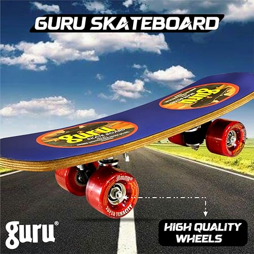 Image of GURU Skateboard, Wooden Non-Slip Skateboard for Kids, Adult, Casterboard /Skate Board /Hoverboard /Longboard for Beginners, Learners, Training Purpose for All Age Group