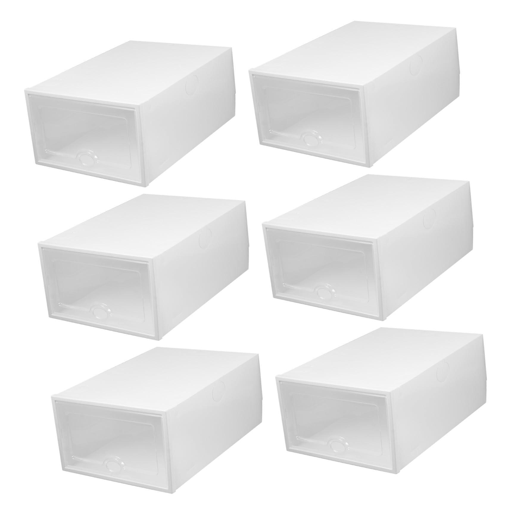 Rangement chaussures plastique transparent blanc 33x23x14 cm lot de 6 boîtes amovibles