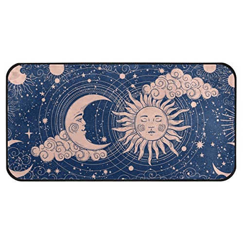 susiyo Anti-Ermüdungs-Küchenteppich, blau, magisches Universum, Mond, Sonne, Küchenmatte, rutschfest, gepolstert, bequem, saugfähiger Läufer für Küchenfront des Waschbeckens, 99.1x50.8 cm Cover