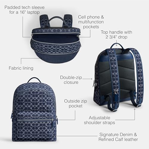 Coach Men's Charter Backpack in Signature Denim, Deep Blue, One Size3