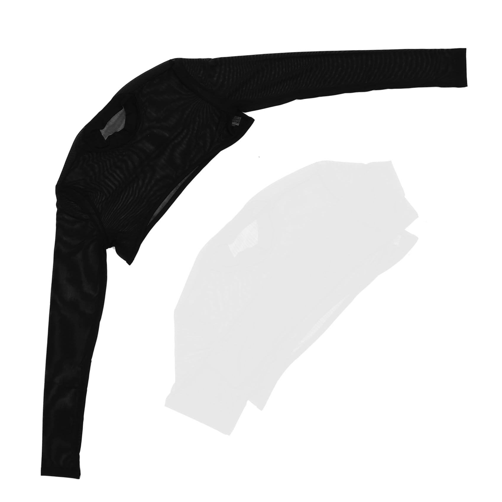 Beaupretty Camiseta de Malla Transparente para Mujer Conjunto de Top de Manga Larga con Cuello Semialto para Ocasiones Especiales