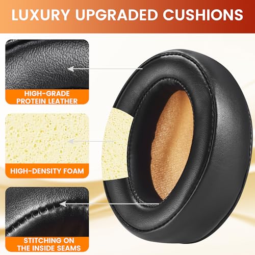 Lukvcoe Earpads para Sennheiser Momentum 2.0 (M2)/HD1, Cuero de Proteína, Espuma de Memoria de Alta Densidad, Aislamiento de Ruido, Mejorado de Graves, Restauración de Sonido, Instalación Rápida, Ergonómico, Color Negro miniatura 3