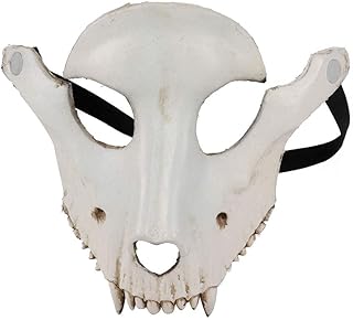 Unpainted Fox Masks Halloween Skull Masks Halloween Cosplay Party Props Skeleton Headgear Goat Costume Creepy Halloween Masks Ghost Mask Horror Masks Animal 3D Full Face Mask Beige