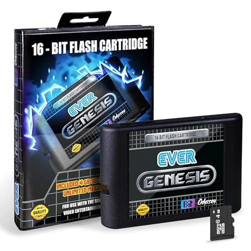 EverGenesis Flash Cartridge for Sega Genesis / Mega Drive – Includes 4GB SD Card – Plays 99% of Games, Save Support