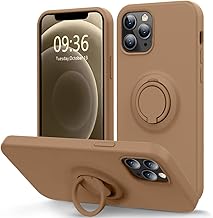 MOCCA Compatible with iPhone 12 Pro Max Phone Case 6.7 inch with Ring Kickstand | Super Soft Microfiber Lining | Anti-Scratch Full-Body Shockproof Protective Case for iPhone 12 Pro Max - Light Brown