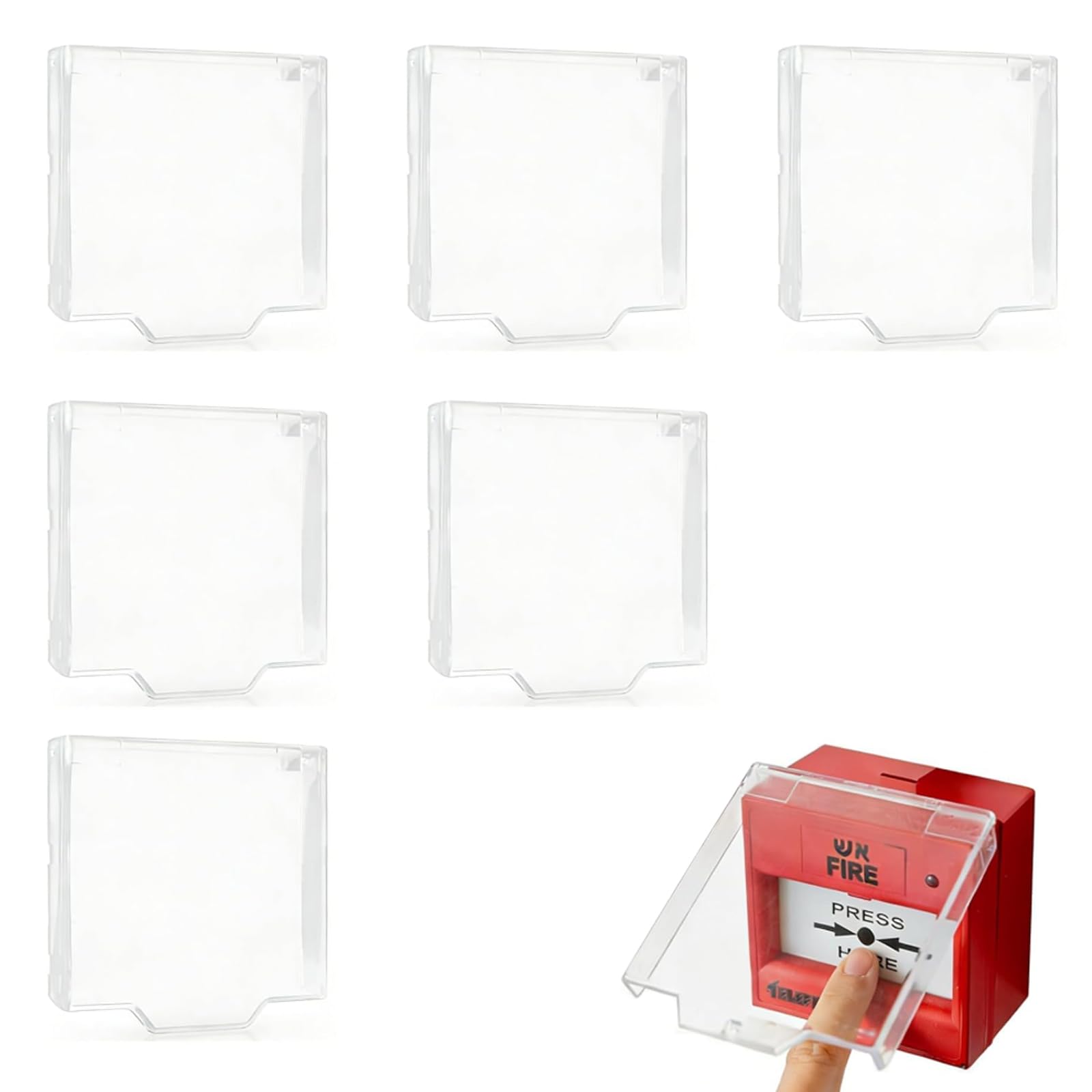 6 Pcs Call Point Cover, Clear Hinged Fire Alarm Cover Compatible with Eaton Menvier and Other Alarm Call Point Models,Fire Alarm Call Point Protective Cover to Prevent Accidental Activation