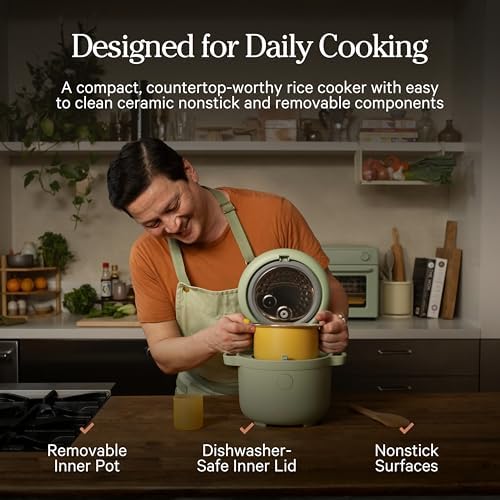 Our Place Rice Cooker | Compact Rice Cooker 3-Cup Uncooked / 6-Cup Cooked with Ceramic Nonstick Inner Pot | Fuzzy Logic Multi-Cooker for White & Brown Rice, Oatmeal & Grains | Delay Timer & Auto Keep Warm | Char - 2