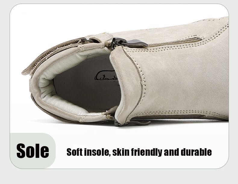 Cubicbee Women's Waterproof Winter Snow Boots With Double Zipper Handmade Suede High-top Snow Sneakers for Outdoor,Casual Fleece Warm Anti-Slip Ankle Boots4