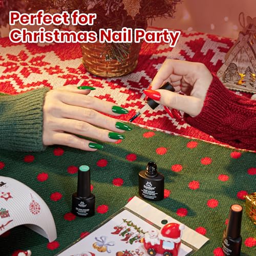 Image of Beetles 80 Pcs Christmas Gel Nail Polish Kit with U V Light - 55 Color Gel Nail Kit Gifts for Women Soak Off Color Enchantment Winter Red Nails Art Home DIY Salon Beginners Manicure Set
