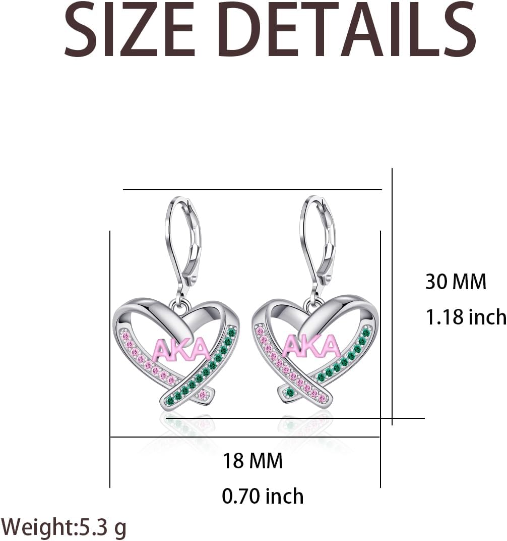 Aka Sorority Earrings Gifts for Women Pink and Green Earrings Aka Jewelry for Women - Image 2
