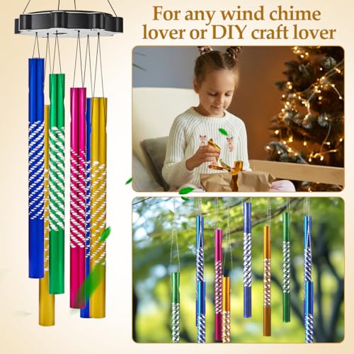 Image of DOITOOL Wind Chime Tubes for Crafts, 50PCS 3.14 Inch Hollow Aluminum Tubes, Colorful Metal Replacement Pipes, Pre-Drilled Outdoor Garden Windbell Supplies for Easy Hanging Outdoor Garden Craft Decor