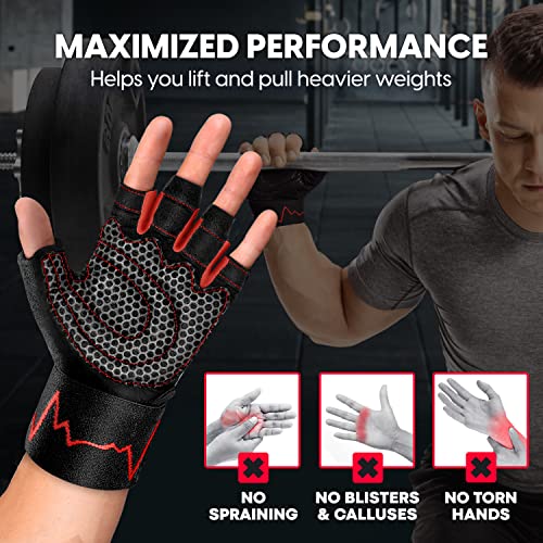 Mhil Workout Gloves For Mens & Womens - Weight Lifting Gloves, Gym Gloves For Men - Exercise Gloves, Training Gloves With Wrist Wraps Support For Weightlifting thumb #3