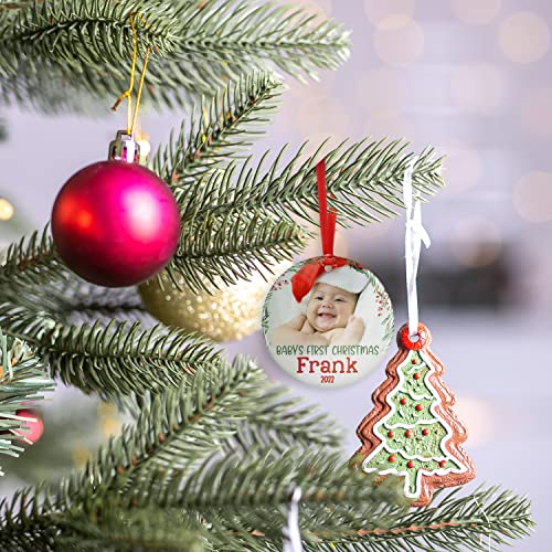 Custom Baby First Christmas Ornament 2022 With Babys Photo & Name - 10 Fonts - 3" First Christmas Ornament For Baby Boy, Girl - New Baby Gift - Babies 1St Christmas #TOP4