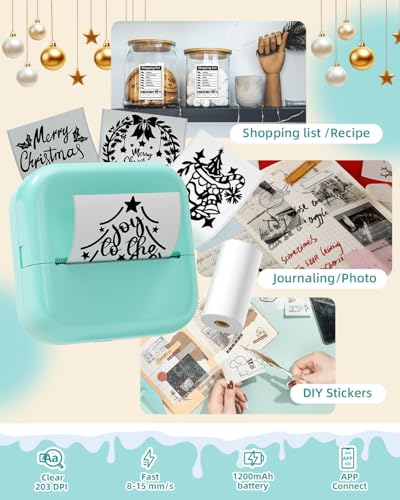 Image of Mini Sticker Printer - Sticker Box Printer AI Smart APP Print Pod Mini Printer Thermal Portable Sticker Maker Machine for Student DIY Scrapbook, Study Notes, Work Plan, Memos, Photo
