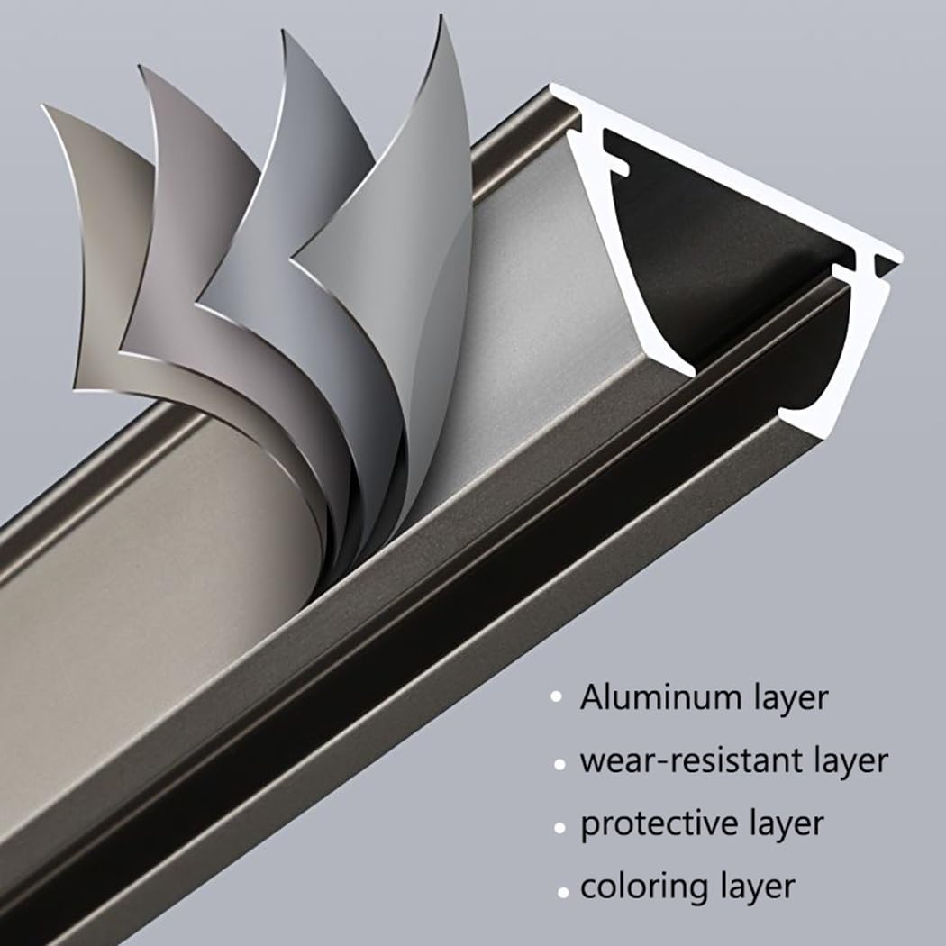 Vorhangschienen Zur Decken- Oder Wandmontage, Aluminium-Gardinenschiene, Vorhangstangensystem Mit Laufrolle Für Schlafzimmer Dusche Büro(Grey,6.6FT/200CM)