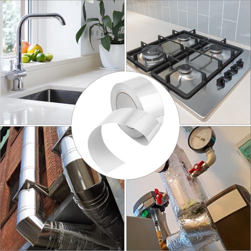 QWORK® 80mmx50M Aluminium Klebeband - Hitzebeständig und Wasserdichtes Dichtband Reparaturband für Innen- und Außenbereich