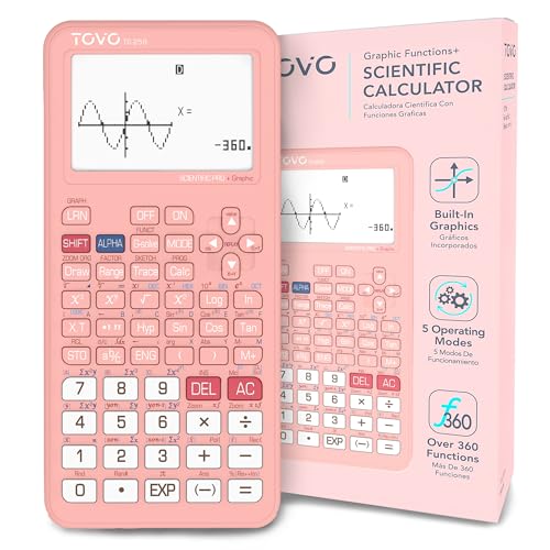 TOVO Scientific Calculator with Graphic Functions for Students, Graphing Calculators with Multiple Modes for High School or College Courses, Calculadora Cientifica, TS-259 Pink