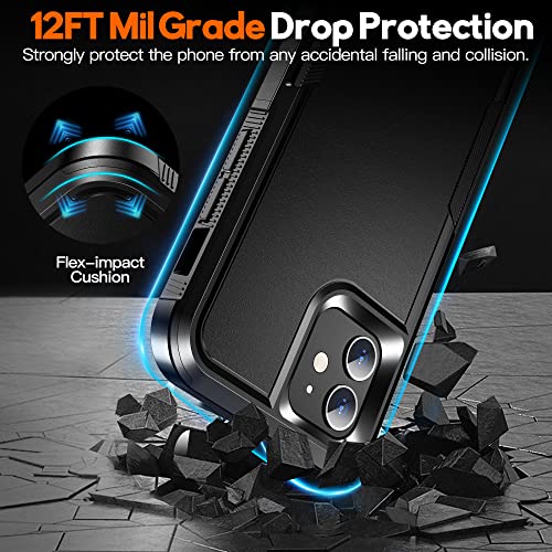[5 In 1] Magnetic For Iphone 12 Case & Iphone 12 Pro Case,[Magsafe-Compatible][2 Screen Protector+Camera Lens Protector] [12 Ft Military Grade Drop Protection] Shockproof Phone Case Cover 6.1"-Black #TOP3
