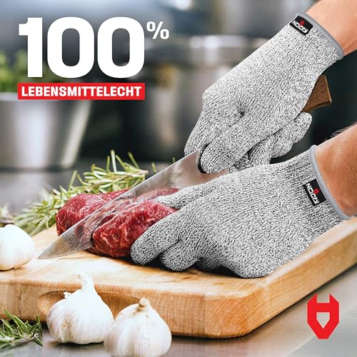 NoCry Schnittfeste Handschuhe für die Küche – Leistungsfähiger Level 5 Schnittschutz, lebensmittelechte Schnittschutzhandschuhe; Maschinenwaschbar, Rechts- und Linkshänder (Größe M, 1 Paar)