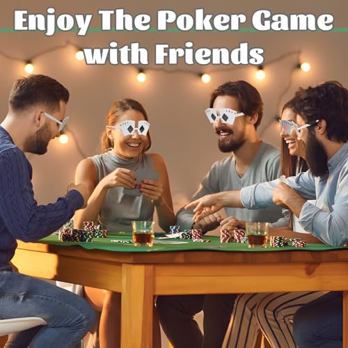 6 Pcs Poker Themed Sunglasses, Playing Card Glasses Ace Eyewear Casino Poker Night Gift Accessories for Adult Man Woman Costume Casino Theme Party Favors Supplies, Black & Pink Lens4