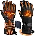 Heated Gloves for Men Women - 5V 5000mAh 3 Heating Levels Waterproof Touchscreen Rechargeable Heating Gloves Heated Gloves for Motorcycling, Hunting, Skiing (Black, XL)