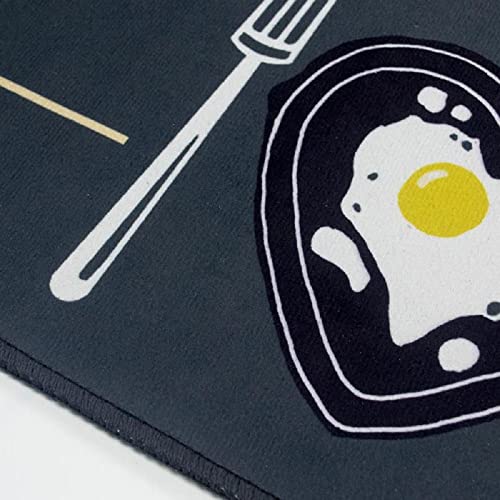 Image of HomeCloud Rectangular Kitchen Mat | Anti-Slip, Soft, Washable, Printed Designs for Floor, Kitchen & Room (6mm Thick) Pack of 2 Contain (1 Large (41 X 122 Cm) 1 Small 41 X 61 Cm) (Breakfast N)